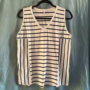 Thyme + Honey striped tank, large, B&W
